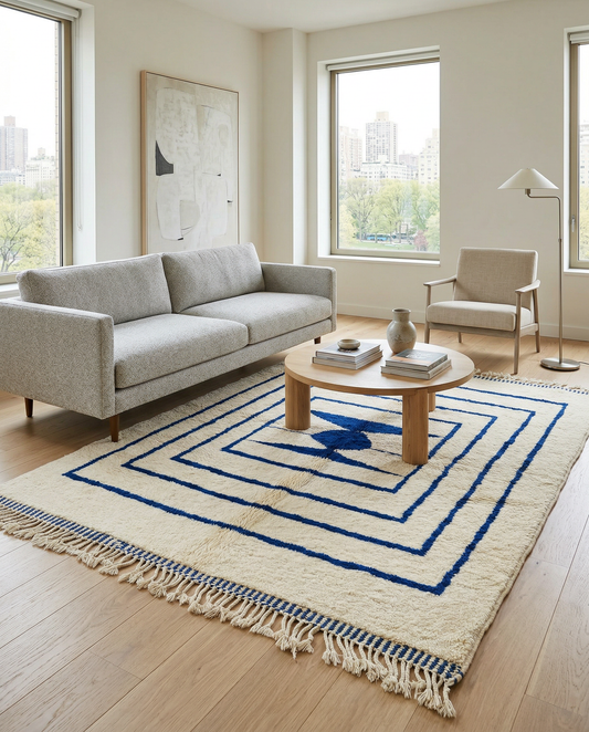 AMINA Moroccan rug in a modern living room by NURA
