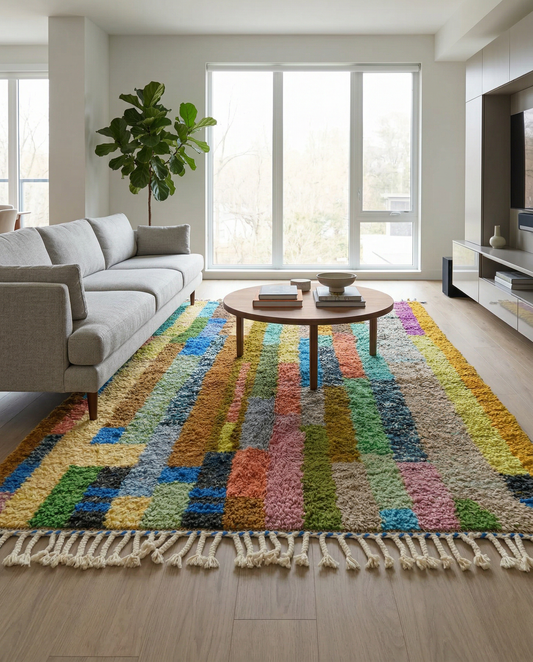 HALA Moroccan rug in a modern living room by NURA