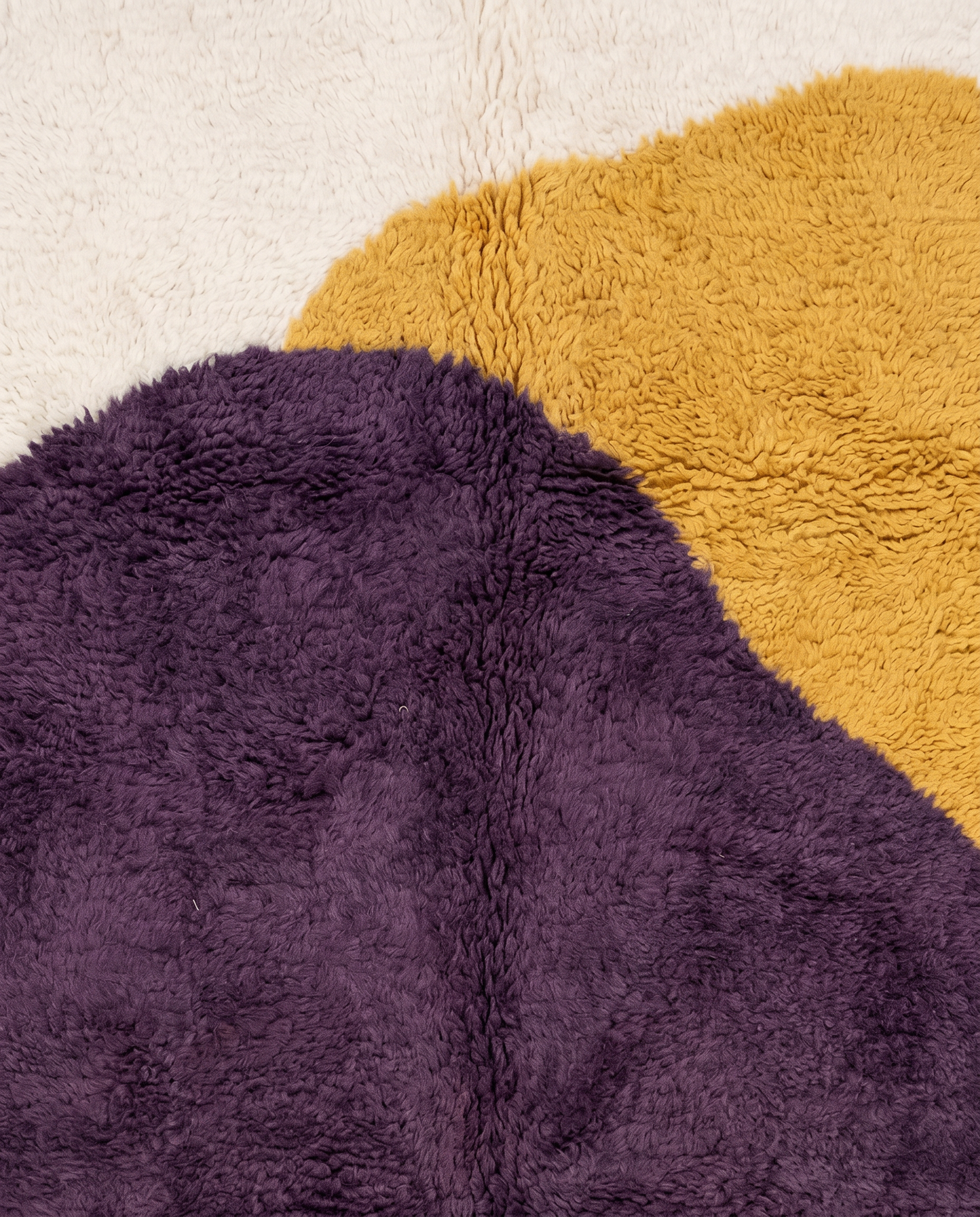 LAMA Azilal cream organic abstract Moroccan rug close-up showing hand-knotted wool texture and pile detail 2, by NURA