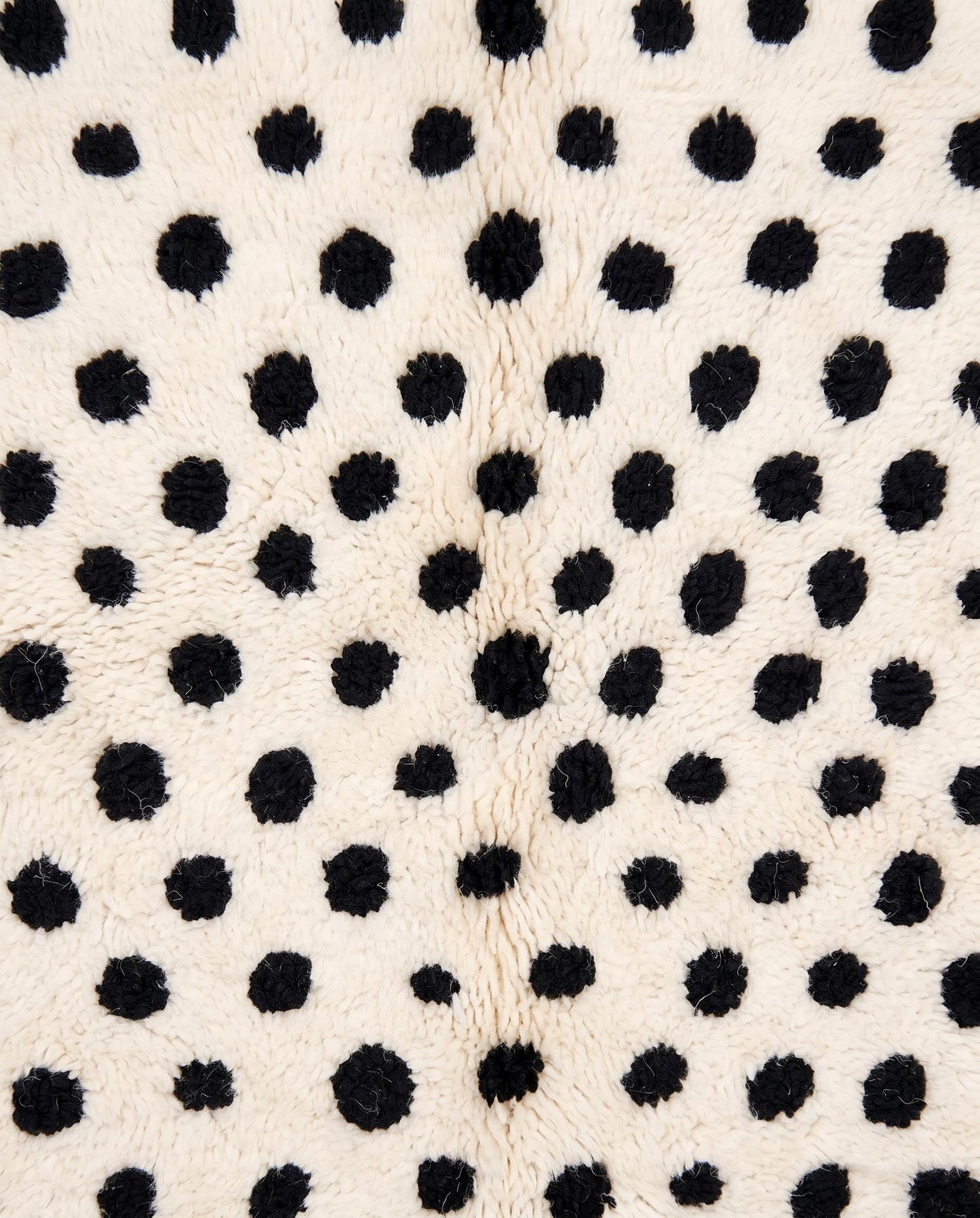NAFISSA Azilal cream color block dots Moroccan rug close-up showing hand-knotted wool texture and pile detail, by NURA