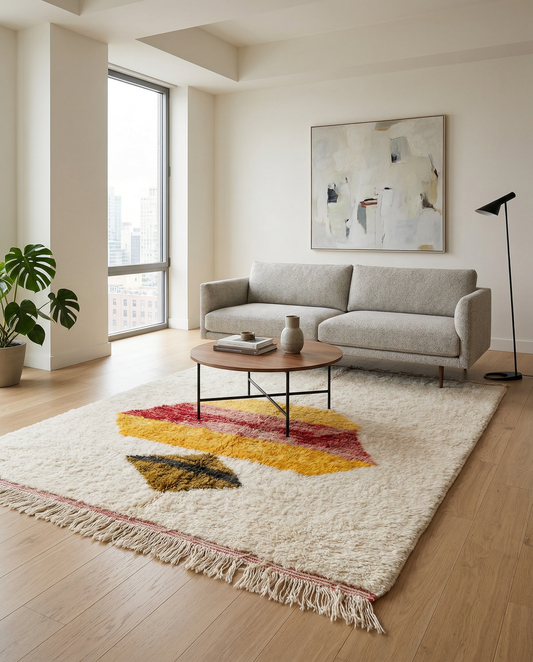 SABAH Moroccan rug in a modern living room by NURA