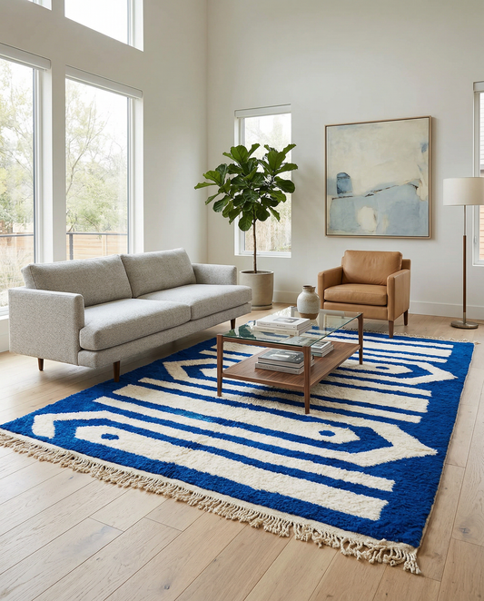 SAMIA Moroccan rug in a modern living room by NURA