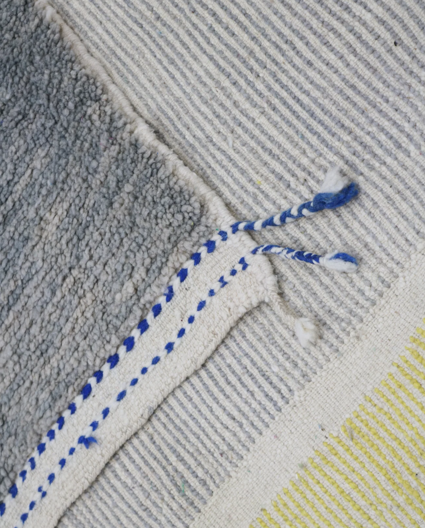 SEKINA Azilal cream abstract color block Moroccan rug back view showing traditional handwoven construction 2, by NURA
