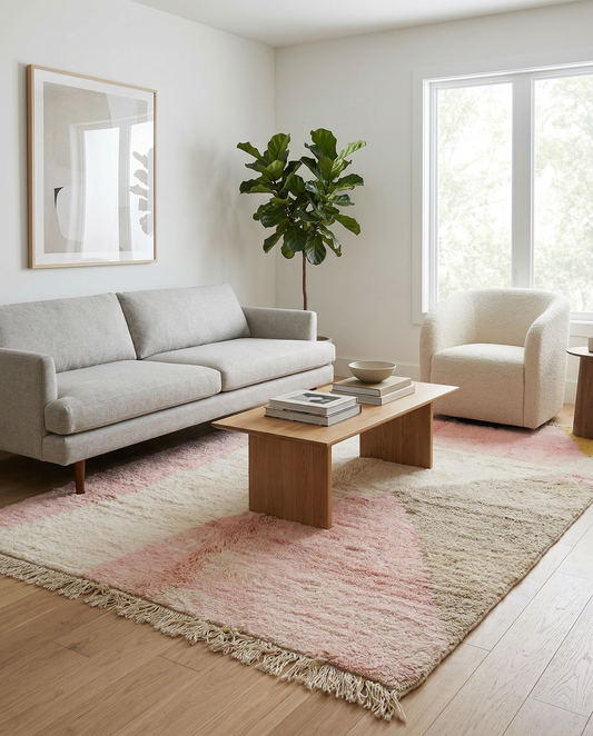 SILYA Moroccan rug in a modern living room by NURA
