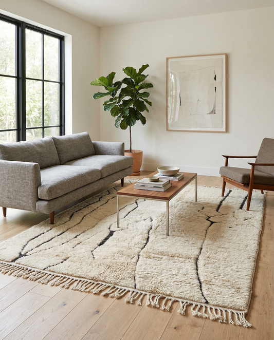 SOFIA Moroccan rug in a modern living room by NURA