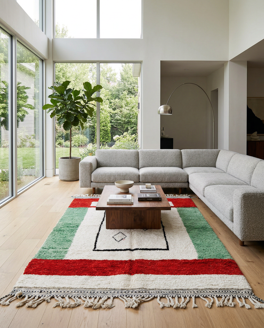 SOUKAINA Moroccan rug in a modern living room by NURA
