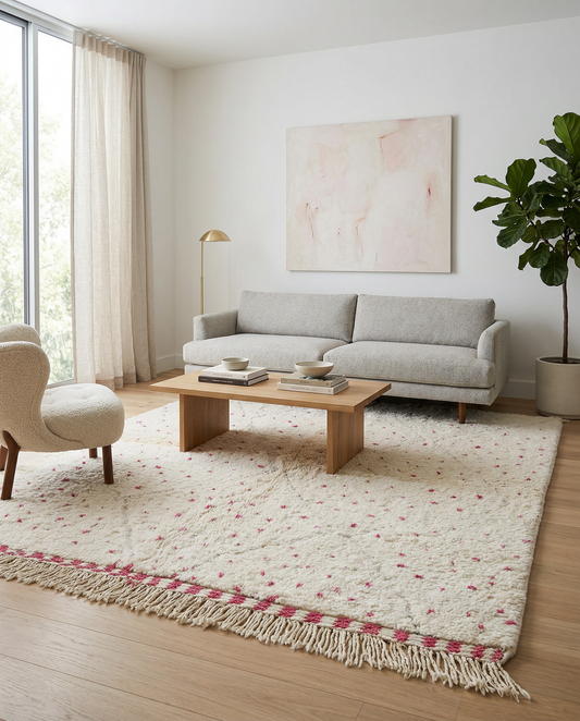 ZULEIKHA Moroccan rug in a modern living room by NURA
