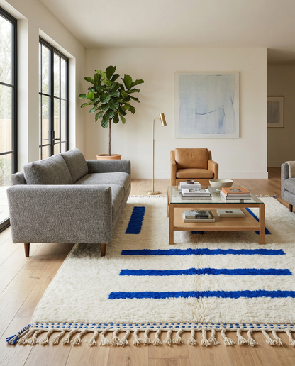 AMANI Moroccan rug in a modern living room by NURA