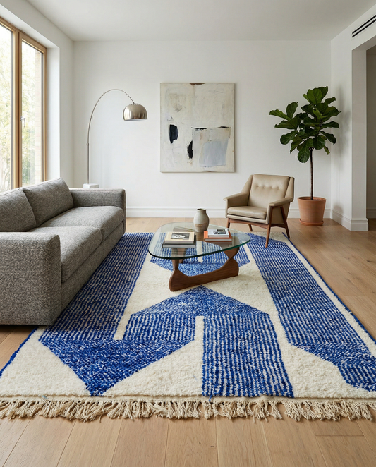 AMIRA Moroccan rug in a modern living room by NURA