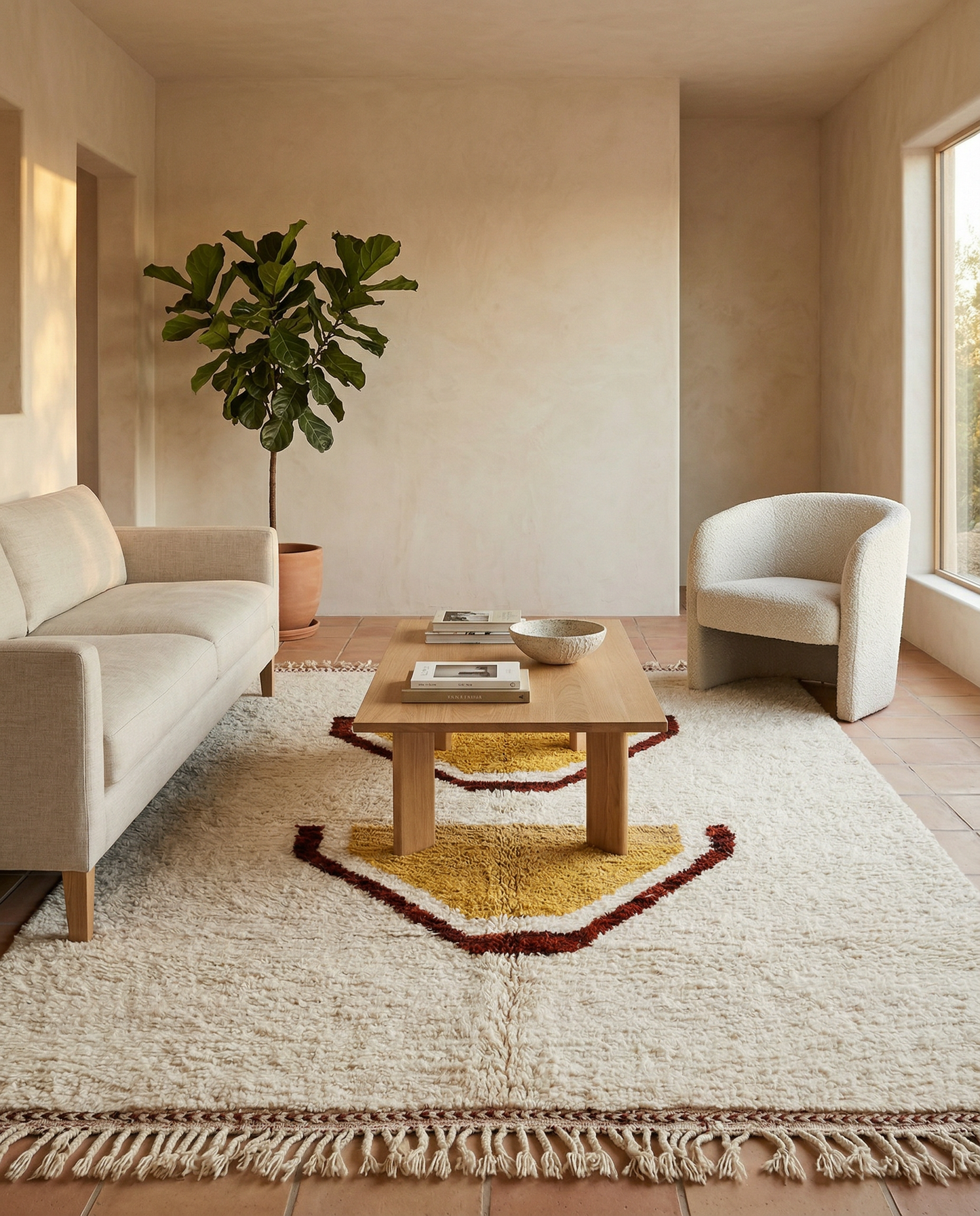 BASMA Moroccan rug in a modern living room by NURA