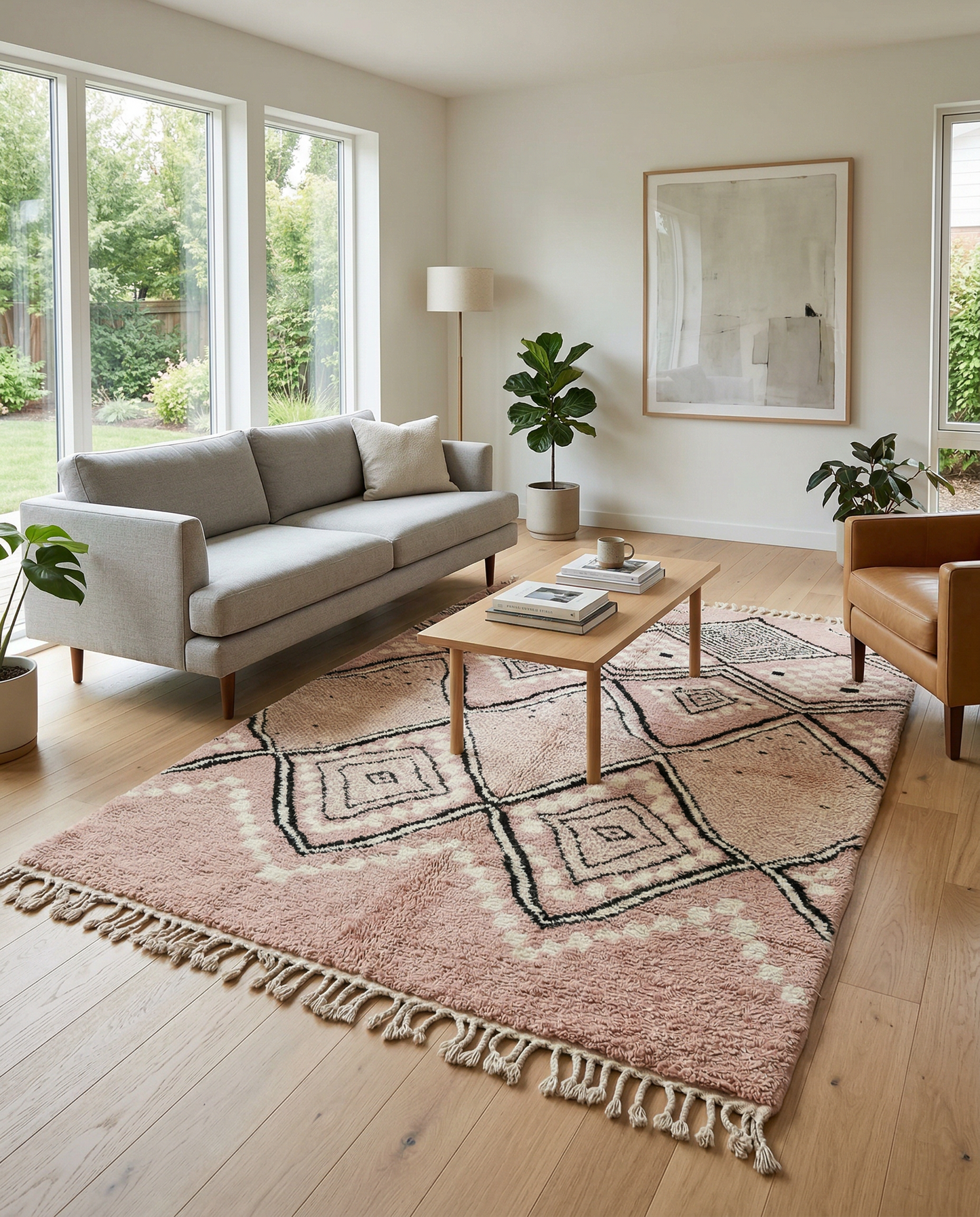 DOHA Moroccan rug in a modern living room by NURA