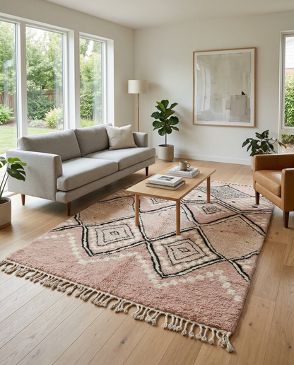 DOHA Moroccan rug in a modern living room by NURA