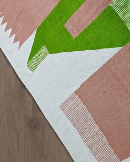 FADILA Azilal cream color block Moroccan rug close-up showing hand-knotted wool texture and pile detail 2, by NURA