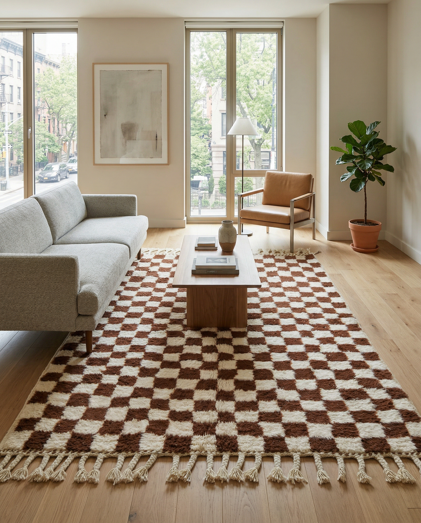 FAIZA Moroccan rug in a modern living room by NURA