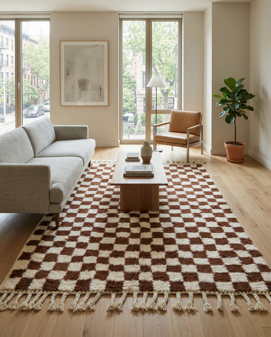 FAIZA Moroccan rug in a modern living room by NURA