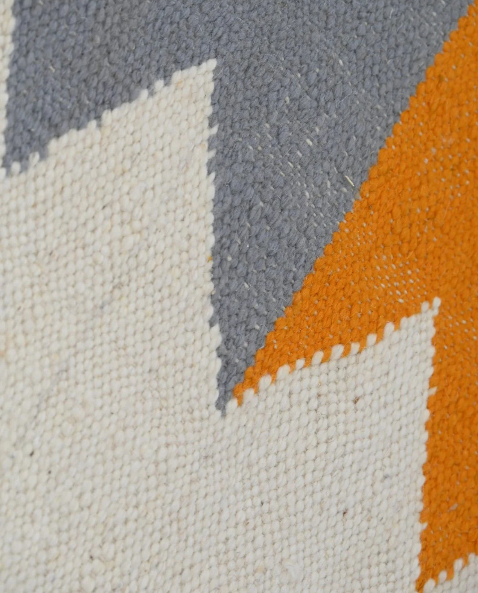 FAKKA Azilal cream color block Moroccan rug close-up showing hand-knotted wool texture and pile detail 2, by NURA