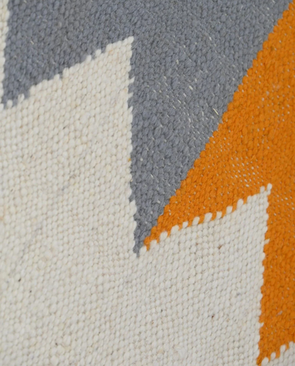 FAKKA Azilal cream color block Moroccan rug close-up showing hand-knotted wool texture and pile detail 2, by NURA