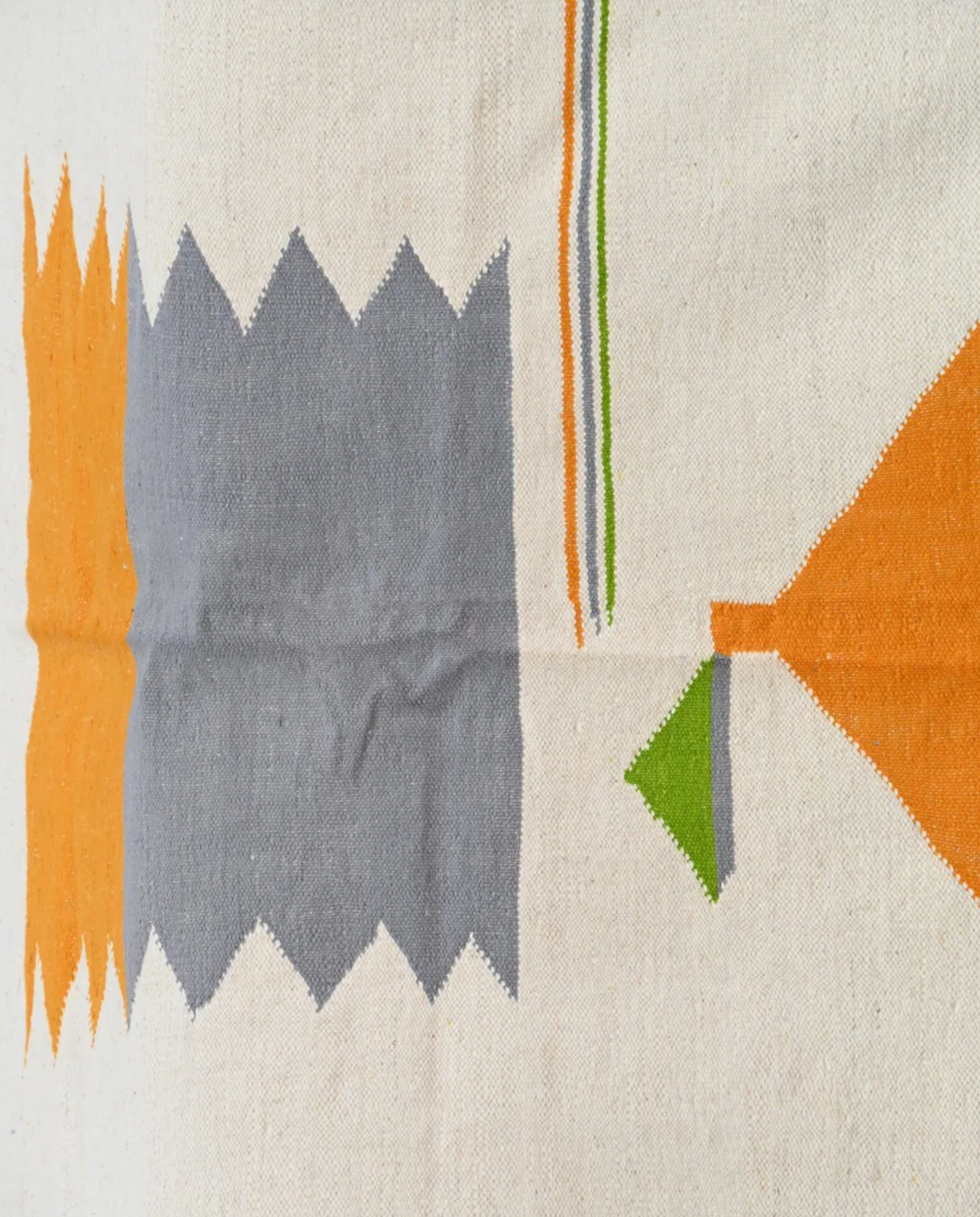 FAKKA Azilal cream color block Moroccan rug close-up showing hand-knotted wool texture and pile detail, by NURA