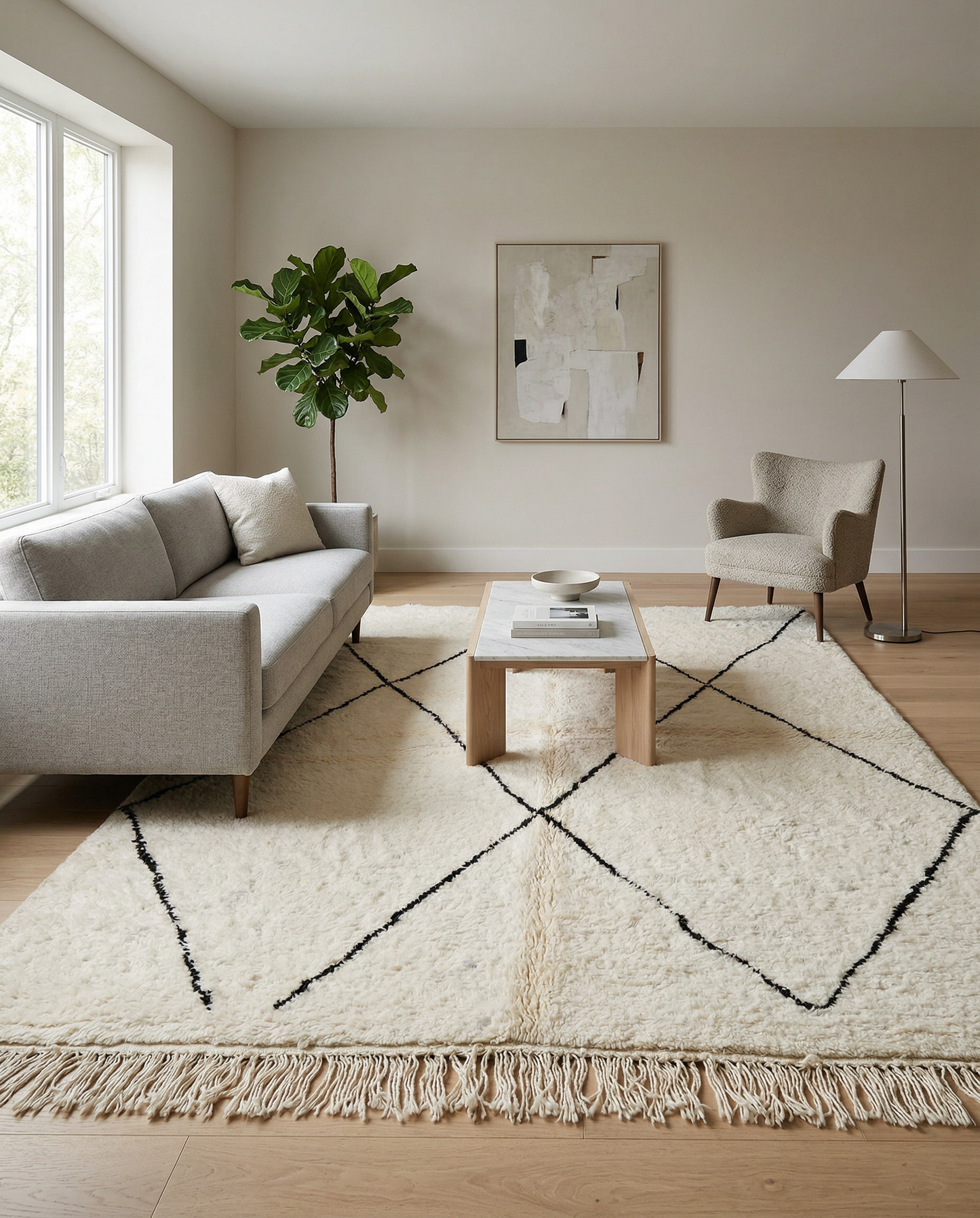 GHITA Moroccan rug in a modern living room by NURA