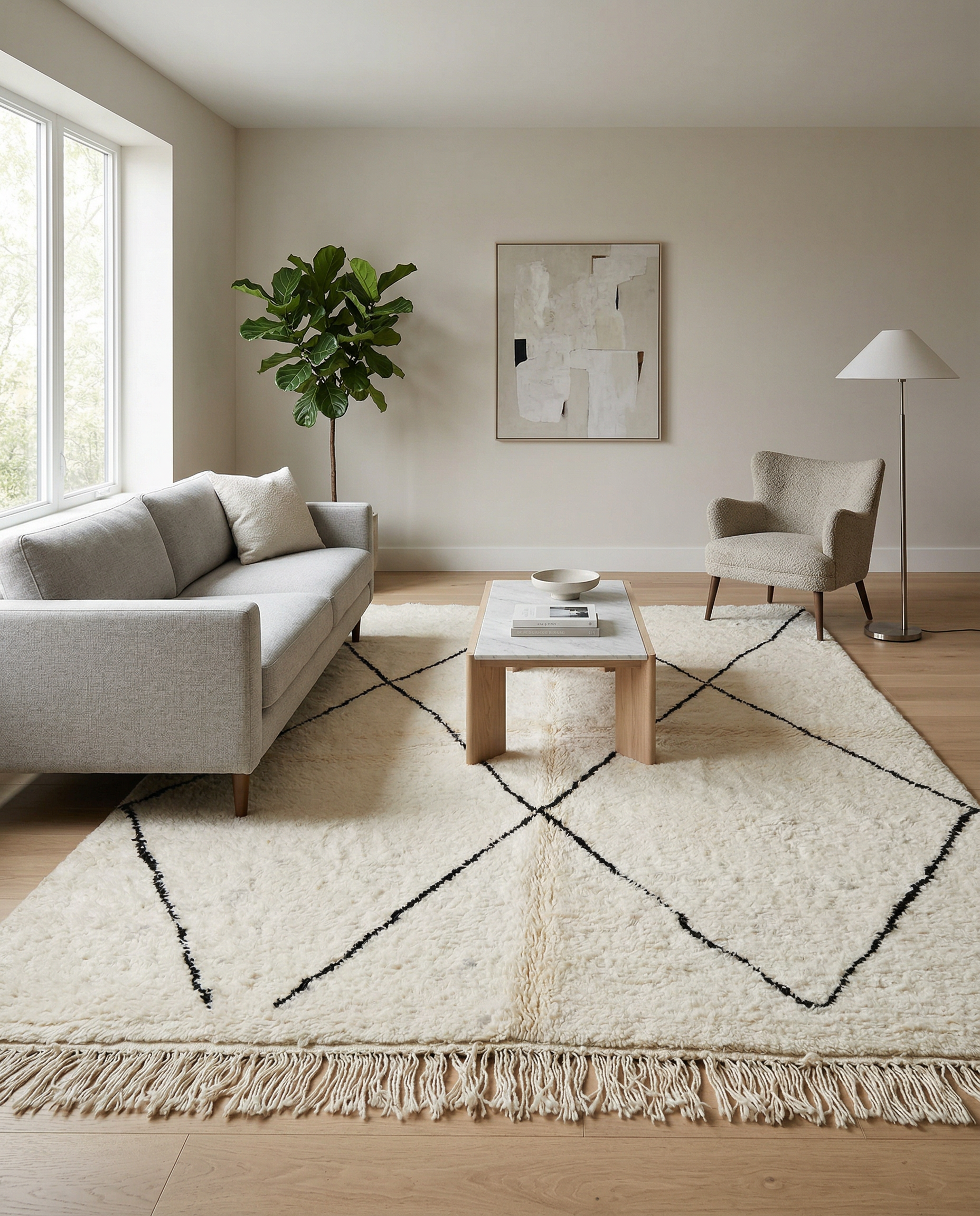 GHITA Moroccan rug in a modern living room by NURA