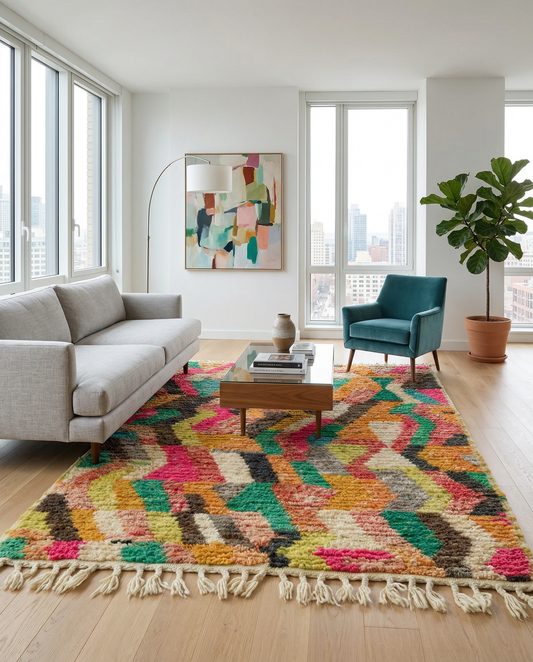 HANAN Moroccan rug in a modern living room by NURA