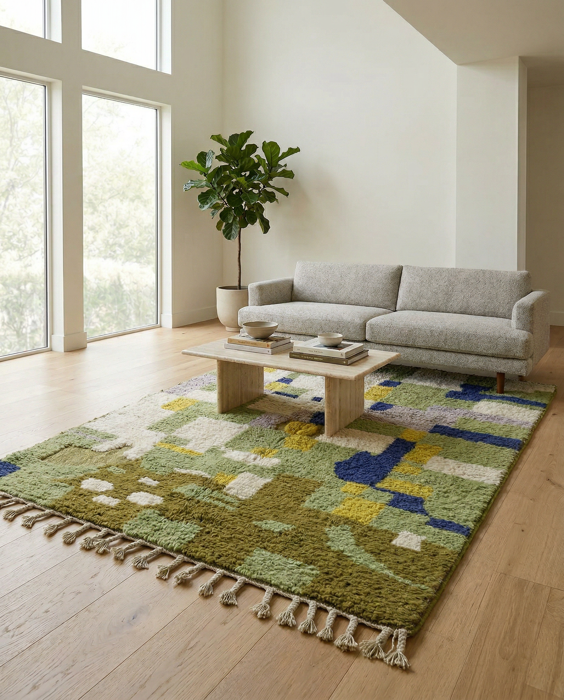 HAYAT Moroccan rug in a modern living room by NURA