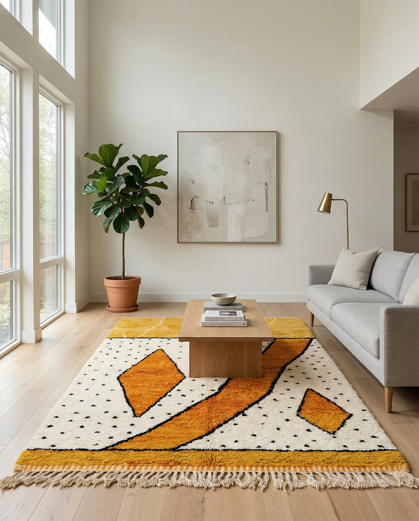 HIBA Moroccan rug in a modern living room by NURA