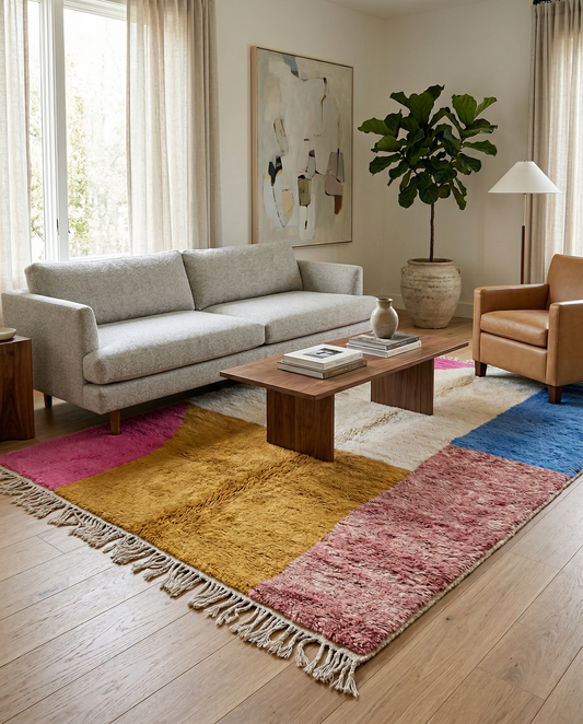INAS Moroccan rug in a modern living room by NURA
