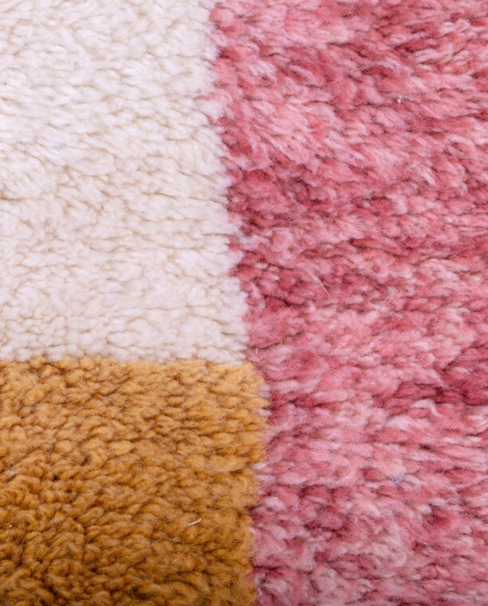 INAS Azilal cream abstract color block Moroccan rug close-up showing hand-knotted wool texture and pile detail 1, by NURA