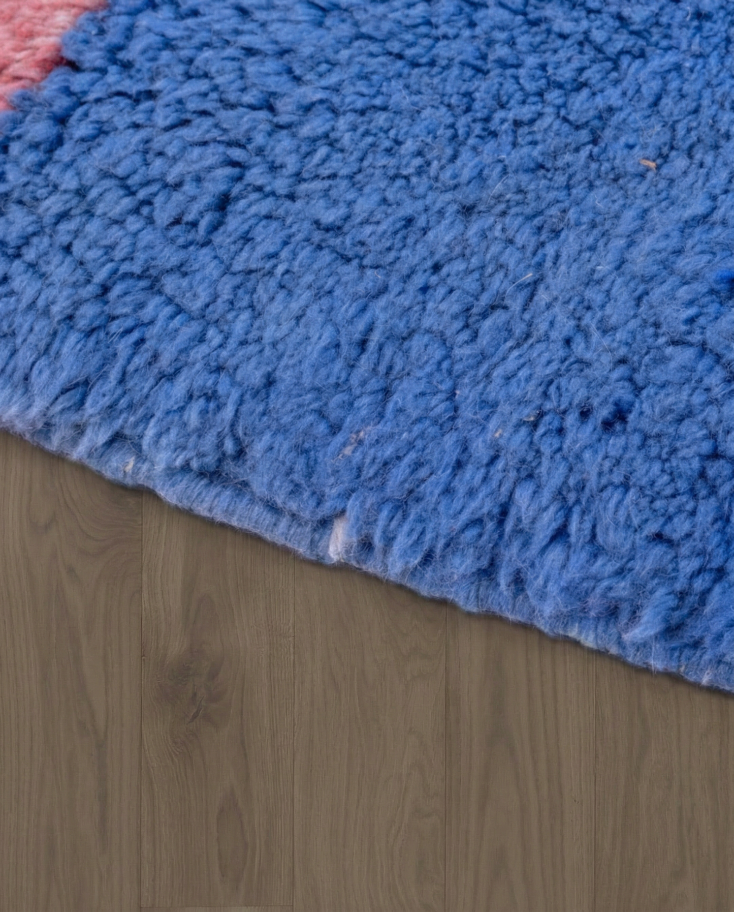INAS Azilal cream abstract color block Moroccan rug close-up showing hand-knotted wool texture and pile detail 2, by NURA
