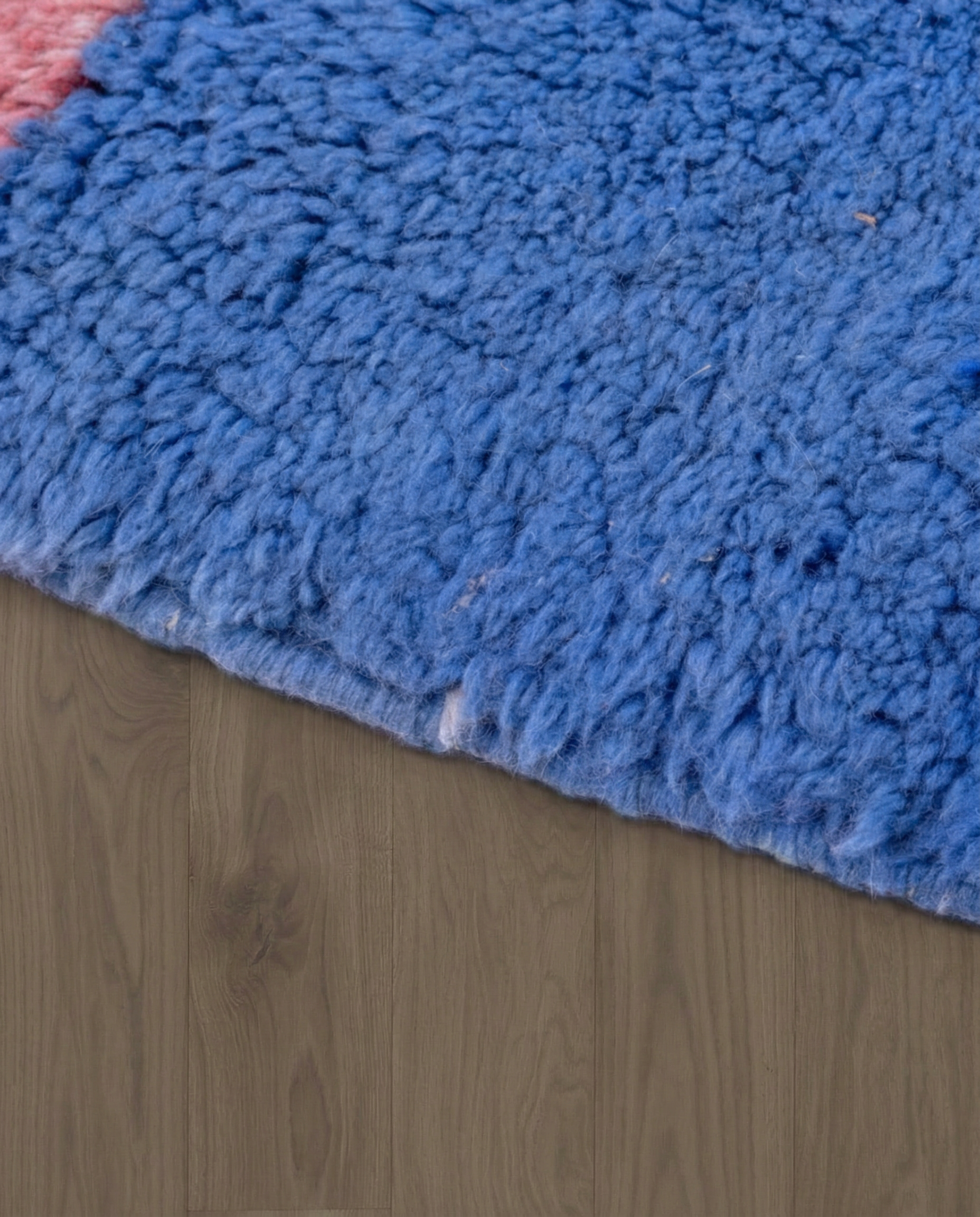 INAS Azilal cream abstract color block Moroccan rug close-up showing hand-knotted wool texture and pile detail 2, by NURA