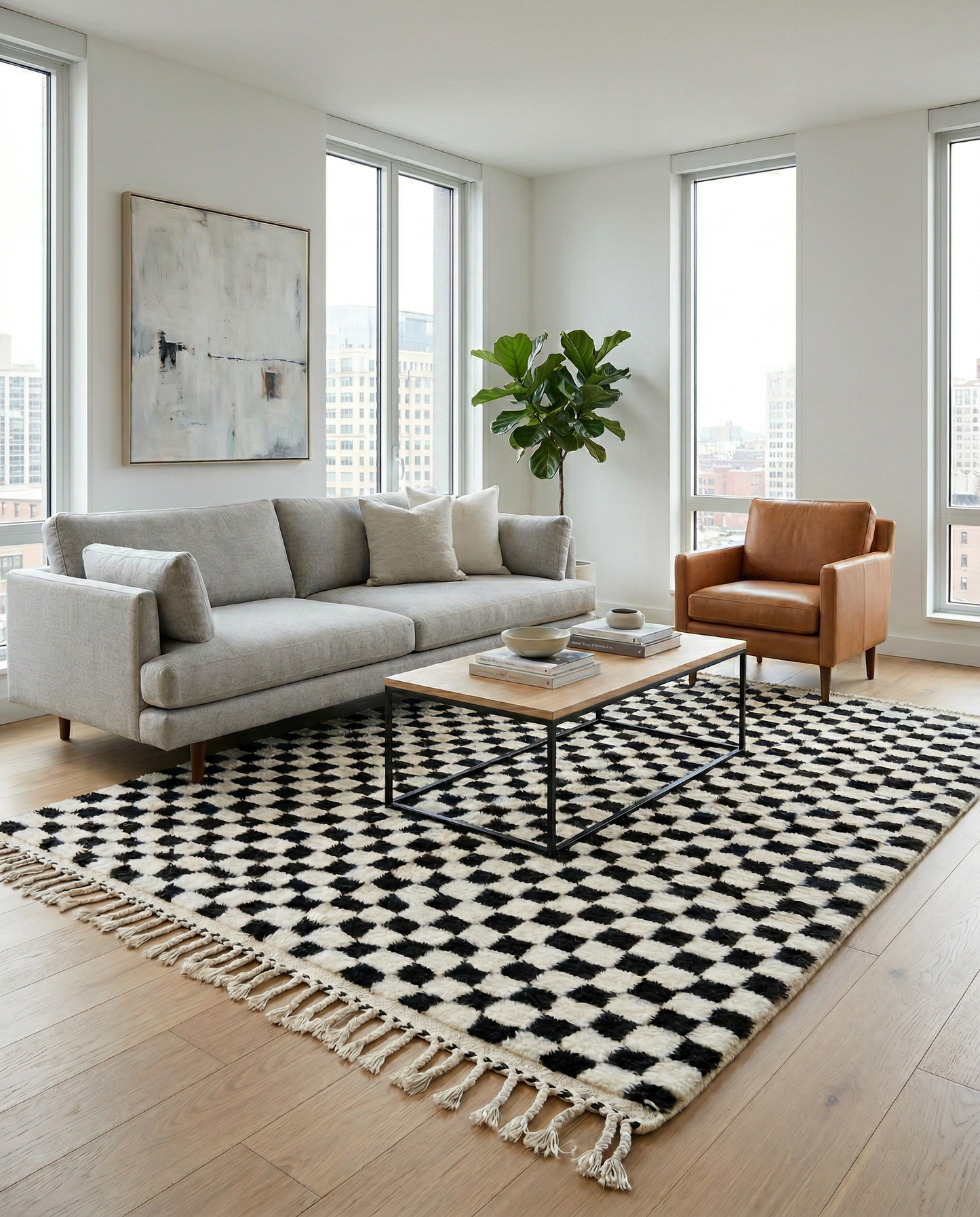 JAMILA Moroccan rug in a modern living room by NURA
