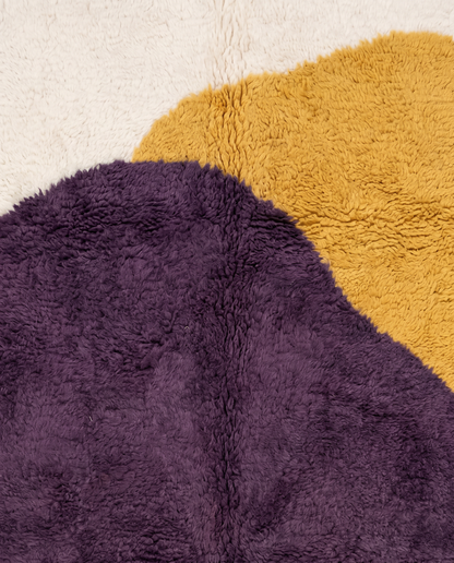 LAMA Azilal cream organic abstract Moroccan rug close-up showing hand-knotted wool texture and pile detail 2, by NURA