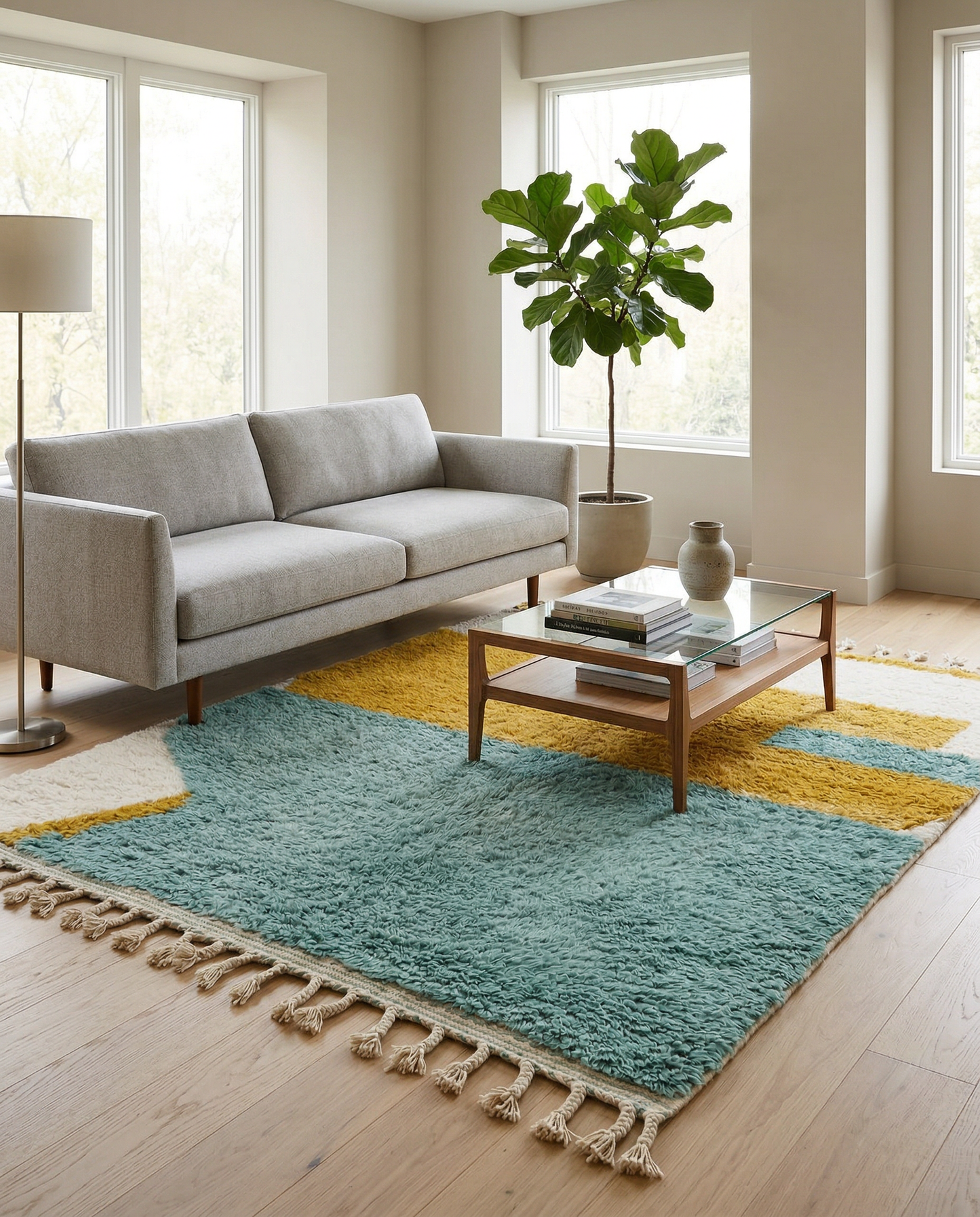 LEILA Moroccan rug in a modern living room by NURA