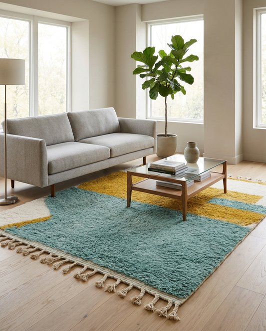 LEILA Moroccan rug in a modern living room by NURA