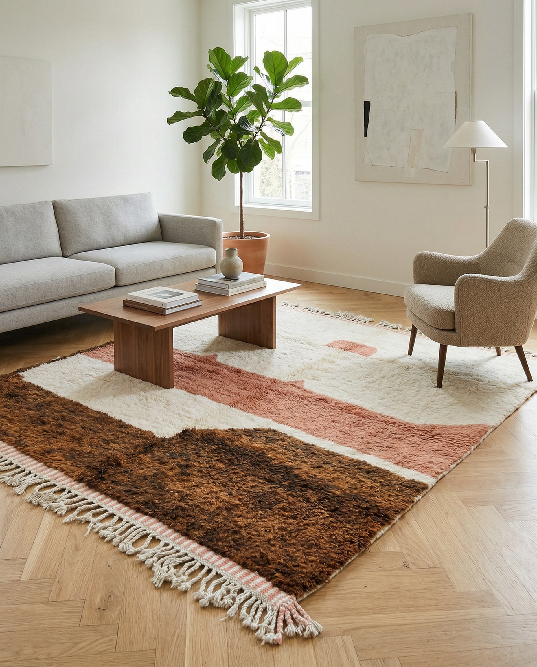 LINA Moroccan rug in a modern living room by NURA