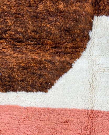 LINA Azilal ivory abstract color block Moroccan rug close-up showing hand-knotted wool texture and pile detail, by NURA