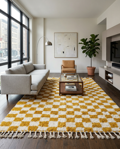 MAHA Moroccan rug in a modern living room by NURA