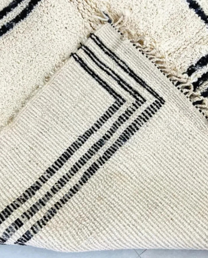 MALIKA Azilal ivory abstract color block Moroccan rug back view showing traditional handwoven construction, by NURA
