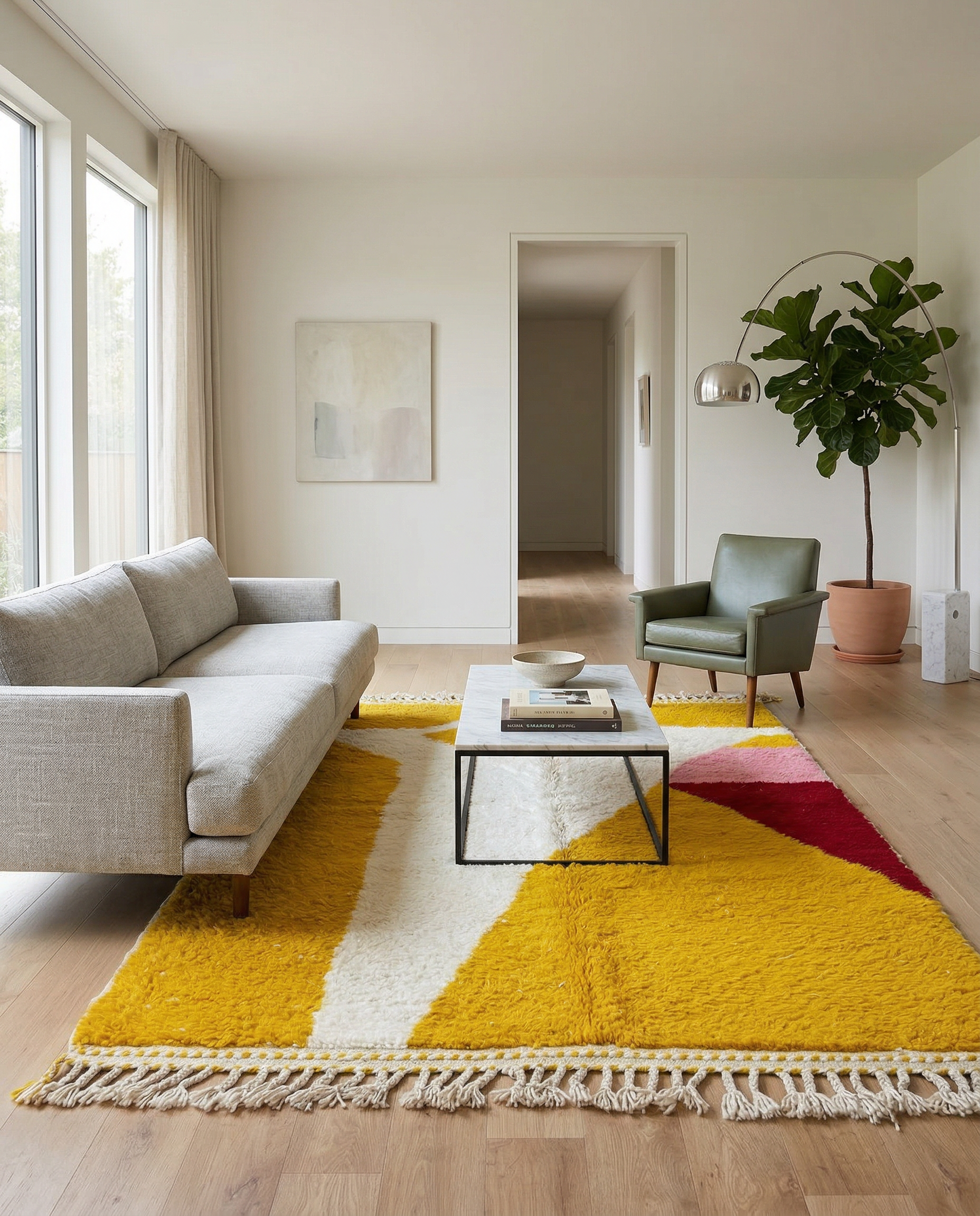 MARWA Moroccan rug in a modern living room by NURA
