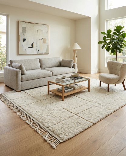 MAYA Moroccan rug in a modern living room by NURA
