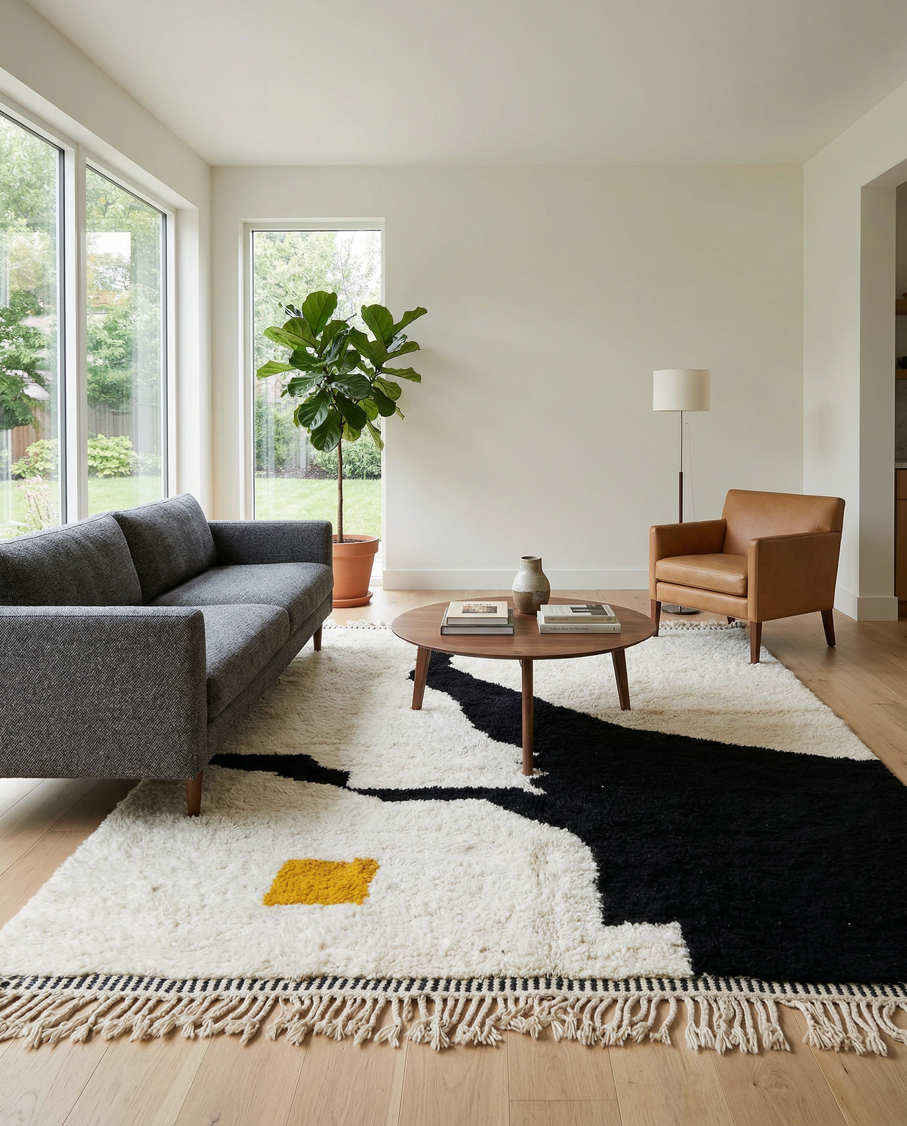 MOUNIA Moroccan rug in a modern living room by NURA