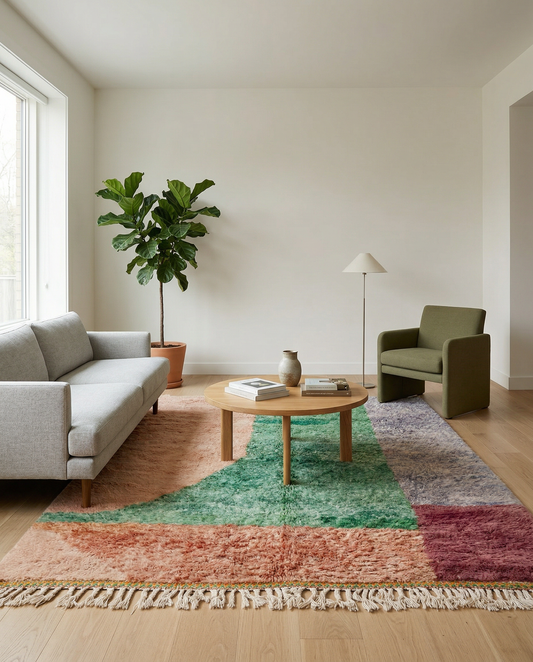 NAILA Moroccan rug in a modern living room by NURA