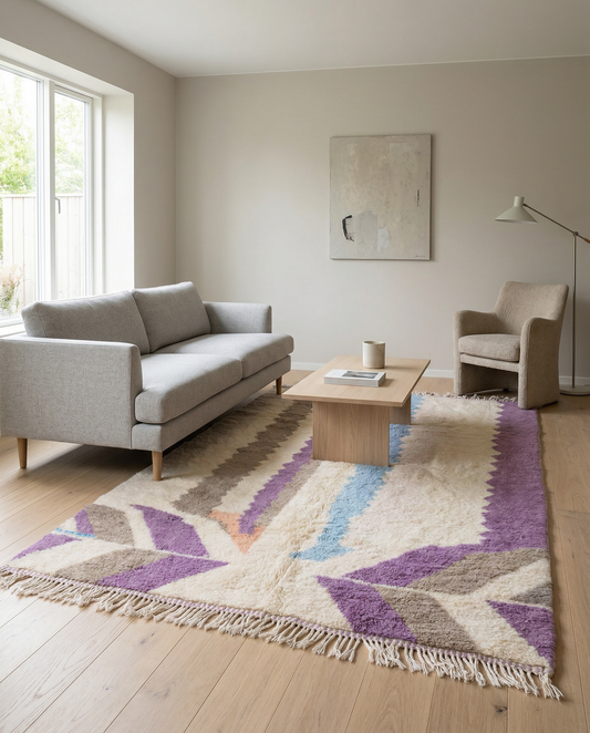 NAJAT Moroccan rug in a modern living room by NURA