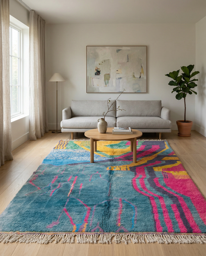NAJIA Moroccan rug in a modern living room by NURA