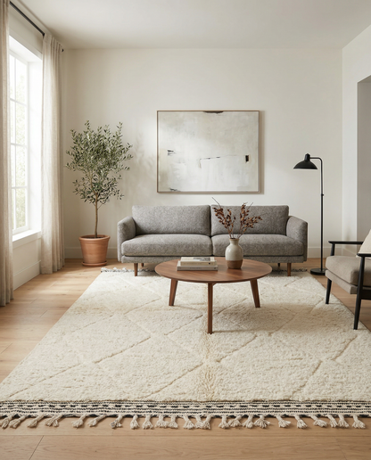 NASSIRA Moroccan rug in a modern living room by NURA
