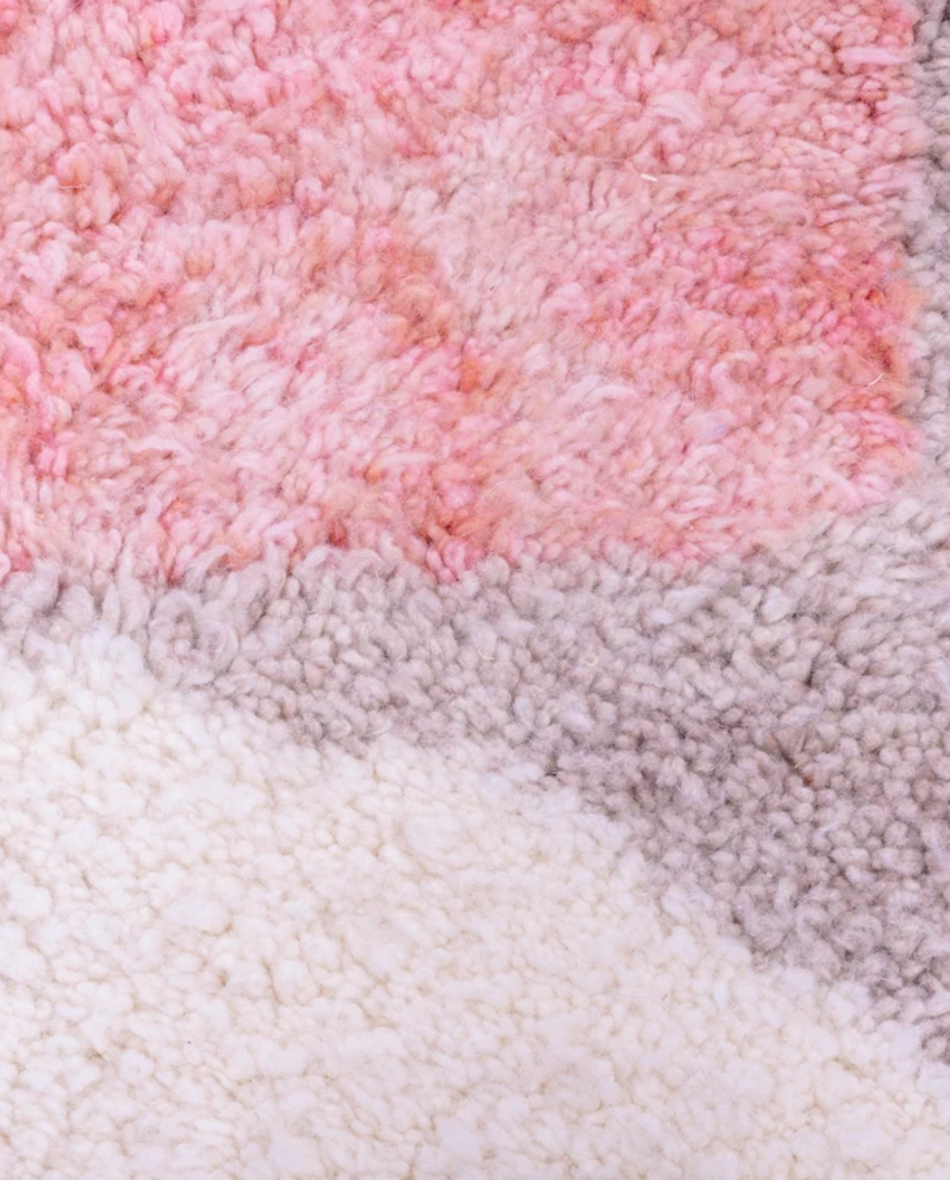RADIA Azilal cream abstract color block Moroccan rug close-up showing hand-knotted wool texture and pile detail 1, by NURA