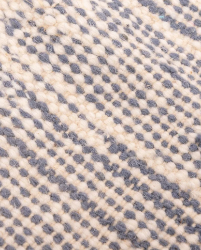 RAHMA Taznakht ivory vertical color block Moroccan rug close-up showing hand-knotted wool texture and pile detail, by NURA