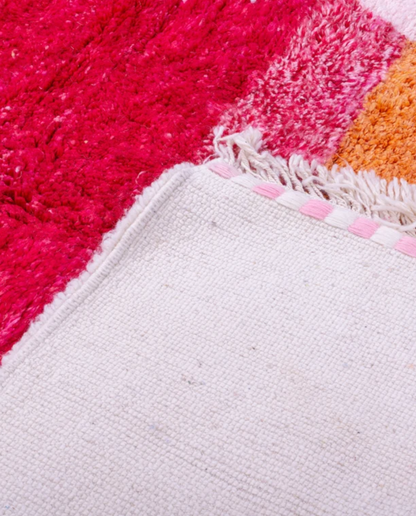 RITA Azilal cream abstract color block Moroccan rug back view showing traditional handwoven construction, by NURA
