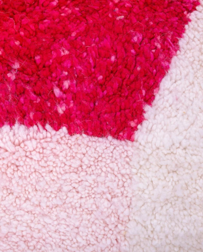 RITA Azilal cream abstract color block Moroccan rug close-up showing hand-knotted wool texture and pile detail 1, by NURA
